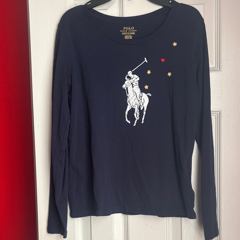 Polo by Ralph Lauren Kids Navy Long Sleeve Tee with Stars